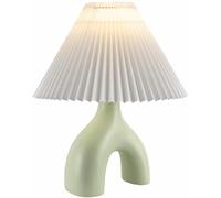 QJRGUY 18 Inch Tall Ceramic Bedside Table Lamp with Linen Shade Bedroom Nightstand and Decor Suitable for Living Room, Dormitory, Office,(Light Green)