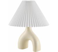 QJRGUY 18 Inch Tall Ceramic Bedside Table Lamp with Linen Shade - Living Room, Bedroom Decor