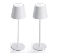 QJRGUY 2 Pack LED Cordless Table Lamp - Wireless Dimmable Metal Portable Camping, Living Room and Dormitory Suitable for Warm White/RGB+Warm Light