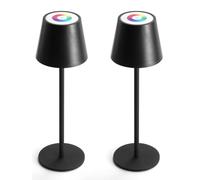 QJRGUY 2 Pack LED Cordless Table Lamp - Wireless Dimmable Metal Portable Camping, Living Room and Dormitory Suitable for Warm White/RGB+Warm Light