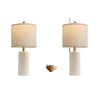 QJRGUY 20.25 Inch Ceramic Table Lamp Set of Two with Linen Lampshade Bedroom Study Office Decoration Suitable for Living Room, Dormitory, Office,(White)