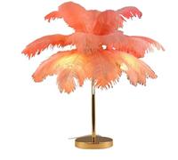 QJRGUY 21.65" Ostrich Feather Lamp with Plug Cord, 3-Color Dimmable, Bedroom Office Dining Table Suitable for Living Room, Dormitory, Office,(Pink)