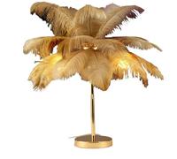 QJRGUY 21.65" Ostrich Feather Lamp with Plug Cord, Dimmable, Bedroom Office Dining Table Suitable for Living Room, Dormitory, Office,(Ostrich Color)