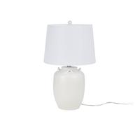 QJRGUY 24" Farmhouse LED Table Lamp, Ceramic Body with White Fabric Shade, Nightstand, Office, Entryway Suitable for Living Room, Dormitory, Office,(White)