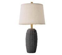 QJRGUY 25.5 Inch Ceramic Linen Lampshade, Bohemian Vintage Table Lamp Bedroom Desk Decoration Suitable for Living Room, Dormitory, Office,(Black)