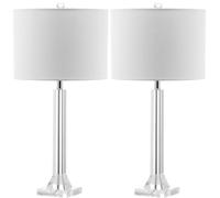 QJRGUY 27" Crystal Table Lamp 2-Pack Linen Shade Bedroom Home Desk Nightstand with LED Suitable for Living Room, Dormitory, Office,