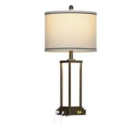 QJRGUY 27 Inch High Vintage Industrial Table Lamp USB C+A and Outlet with Frosted Glass Night Light Bedroom Nightstand Suitable for Living Room, Dormitory, Office,(Bronze-1P)