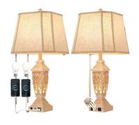 QJRGUY 29.5" Touch Sensitive Table Lamp with Dual USB Ports, Bronze Finish - Perfect for Living Room and Bedroom (Warm White, Natural Light)