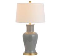 QJRGUY 29" Classic Ceramic Urn Table Lamp with Linen Shade for Living Room, Bedroom & Home Office (Navy)
