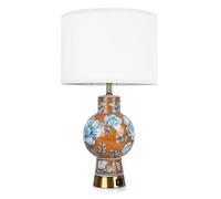 QJRGUY Blue Vase Lamp with Type-C and USB Port - Elegant Classic Bedroom, Dining Table, Office Lighting