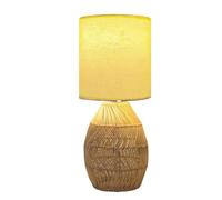 QJRGUY Bohemian Rattan Table Lamp with Three Color Temperatures, Handmade - Perfect for Living Room, Dormitory and Office