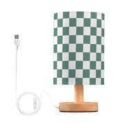 QJRGUY Classic Plaid LED Table Lamp, Linen Lampshade with Wooden Base, Bedroom Office Decoration Suitable for Living Room, Dormitory, Office,(BK008)