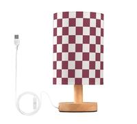 QJRGUY Classic Plaid LED Table Lamp, Linen Lampshade with Wooden Base, Bedroom Office Decoration Suitable for Living Room, Dormitory, Office,(BK007)
