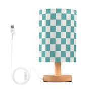 QJRGUY Classic Plaid LED Table Lamp, Linen Lampshade with Wooden Base, Bedroom Office Decoration Suitable for Living Room, Dormitory, Office,(BK009)