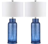 QJRGUY Clear Blue Sea Glass Table Lamp 2-Pack for Bedroom, Home Office and Living Room - USB Night Light with Touchscreen Control