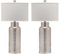 QJRGUY Clear Blue Sea Glass Table Lamp 2-Pack for Bedroom, Home Office and Living Room - USB Night Light with Touchscreen Control
