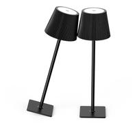 QJRGUY Cordless Portable LED Desk Lamp, Stepless Dimming, Waterproof, 5000mAh Rechargeable Battery, Home/Outdoor, Black 2-Pack Suitable for Living Room, Dormitory, Office,