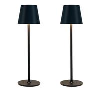 QJRGUY Cordless Portable LED Table Lamp, Battery Powered, 3-Color Stepless Dimming, Dining Room/Bedroom/Bar, Black 2-Pack Suitable for Living Room, Dormitory, Office,