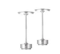 QJRGUY Cordless Table Lamp with Three-Color Dimming, Suitable for Living Room, Dormitories, and Restaurants (2-Pack Silver)