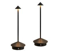 QJRGUY Cordless Table Portable LED Desk Lamp, Rechargeable Battery Powered, Bedroom Dining Cafe, Suitable for Living Room, Dormitory, Office,(Black (2 Pack))