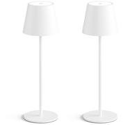 QJRGUY Cordless Waterproof Portable Rechargeable LED Table Lamp 2-Pack, Battery Powered, Stepless Dimming, Restaurants/Camping Suitable for Living Room, Dormitory, Office,(White)