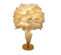 QJRGUY Creative Table Goose Feather Bedside Fluffy Desk Lamp, Bedroom Decoration Suitable for Living Room, Dormitory, Office,(White)