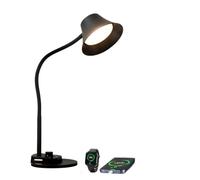 QJRGUY Dimmable Desk Lamp USB A and C Charging Ports, 5 Colors with Night Light, Automatic Timer Bedside College Dorm Suitable for Living Room, Dormitory, Office,(Black)