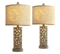 QJRGUY Dimmable Touch-Control Table Lamp with Night Light Bedroom, and Farmhouse Style, Included Suitable for Living Room, Dormitory, Office,(Wash White 2 Pack)