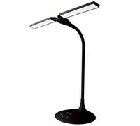 QJRGUY Dual-Color LED Desk with Auto-Off Timer, Adjustable Neck, Touch-Activated Controls Crafting and Learning Suitable for Living Room, Dormitory, Office,(Pivot Black Lamp)