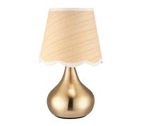 QJRGUY Handmade Ceramic Gold Lamp with Rattan Shade - Versatile Decor for Small Spaces