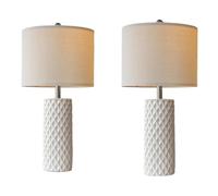 QJRGUY Inch Ceramic Tall Set of 2 Coffee Table Bedside Bedroom Nightstand Lamp Suitable for Living Room, Dormitory, Office,(White)