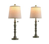 QJRGUY Inch Farmhouse Table Lamp Set of 2 with Fabric Shade Bedside Reading Bedroom Night Light Suitable for Living Room, Dormitory, Office,(Turquoise)