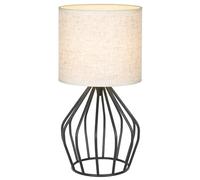 QJRGUY Lamp with Hollow Base Linen Lampshade, Bedroom, Side Table, Desk Decoration Suitable for Living Room, Dormitory, Office,(Black)