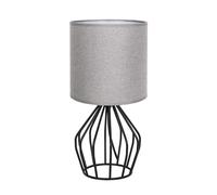 QJRGUY Lamp with Hollow Base Linen Lampshade, Bedroom, Side Table, Desk Decoration Suitable for Living Room, Dormitory, Office,(Gray)