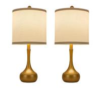 QJRGUY Metal Table Lamp 2-Pack, 3 Color Temperatures, Bedroom, Nightstand, Office, Home Decor, Included Suitable for Living Room, Dormitory, Office,( Golden)