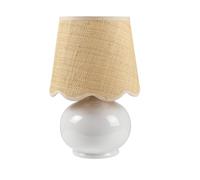 QJRGUY Minimalist Table Lamp with Ceramic Body and Linen Lampshade, Bedroom, Or Nightstand Suitable for Living Room, Dormitory, Office,(1233 - White)