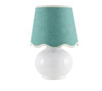 QJRGUY Minimalist Table Lamp with Ceramic Body and Linen Lampshade, Bedroom, Or Office Nightstand Suitable for Living Room, Dormitory, Office,(White/Green)