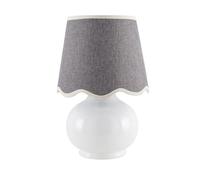 QJRGUY Minimalist Table Lamp with Ceramic Body and Linen Lampshade, Bedroom, Or Office Nightstand Suitable for Living Room, Dormitory, Office,(Gray)