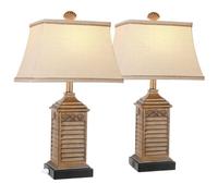 QJRGUY Nautical Coastal Resin Table Lamp with Dual USB Ports and AC Outlet for Bedroom Home Decor (Brown)