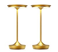QJRGUY Portable Rechargeable LED Table Lamp, 3-Color Stepless Dimming, with Memory Function, Outdoor/Dining/Yard/Restaurant Suitable for Living Room, Dormitory, Office,(Gold 2Pack)