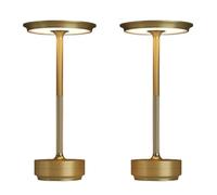 QJRGUY Rechargeable Cordless Portable LED Table Lamp, 3-Color Stepless Dimming, with Memory Function, Outdoor/Patio/Restaurant Suitable for Living Room, Dormitory, Office,(Gold-2)