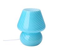 QJRGUY Retro Style Mushroom Glass Bedside Lamp - White Stripe with LED, Compact and Elegant for Home Decor