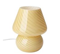 QJRGUY Retro Style Mushroom Glass Bedside Lamp - White Stripe with LED, Compact and Elegant for Home Decor