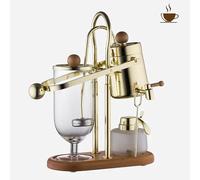 QJRGUY Retro Vintage Siphon Coffee Brewer, 450ML Cup Syphon Maker with U Handles and Wood Base, 304 Stainless Steel Filter High Borosilicate Heat-Resistant Glass for or Tea