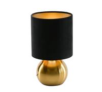 QJRGUY Style Brass Base Table Lamp with Black Velvet Shade for Bedroom Bedside, Bookshelf, Living Room and Office - V1