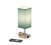 QJRGUY Turquoise Table Lamp with Three-Speed Dimming, Charging Ports & Power Socket