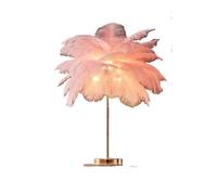 QJRGUY Unique Ostrich Feather Table Lamp with Three Color Temperatures for Bedroom Decoration