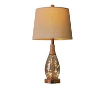 QJRGUY Vintage Farmhouse Rattan Lamp Set with USB Charging - Brown