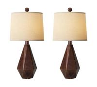 QJRGUY Vintage Set of 2, Linen Lampshade, Bedroom Bedside, Side Table Lamp Decoration Suitable for Living Room, Dormitory, Office,(Antique Brown)