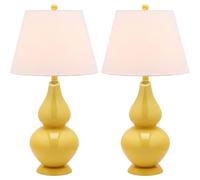 QJRGUY Yellow Glass Double Gourds Desk Lamp - 2 Pack, Comfortable Reading and Night Light Included